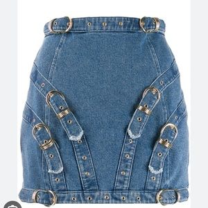 Versace Jeans Couture buckle denim mini skirt, size IT 42